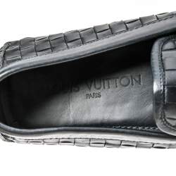 مملوكة مسبقًا Louis Vuitton Black Woven Leather Monte Carlo Loafers Size 40.5