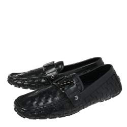 مملوكة مسبقًا Louis Vuitton Black Woven Leather Monte Carlo Loafers Size 40.5