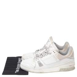 Pre Owned حذاء رياضي لوي فيتون ترينر LV جلد وقماش مرن أبيض مقاس 43