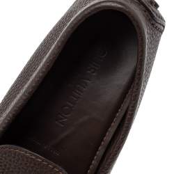 Pre Owned Louis Vuitton Brown Leather Logo Bow Slip On Loafers Size 41