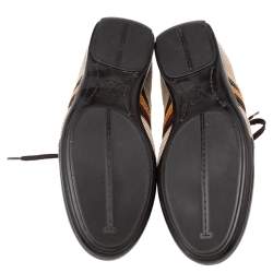 Pre Owned حذاء رياضي لوي فيتون جلد وكانفاس بيج/بني بعنق منخفض مقاس 44