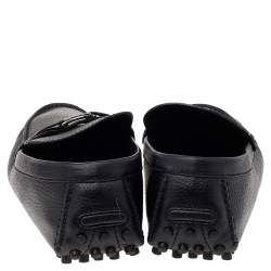 Pre Owned Louis Vuitton Black Leather Hockenheim Slip On Loafers Size 41