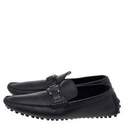 Pre Owned Louis Vuitton Black Leather Hockenheim Slip On Loafers Size 41