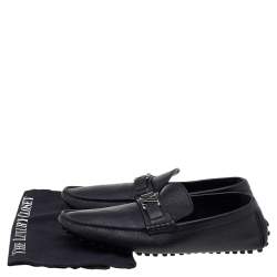 Pre Owned Louis Vuitton Black Leather Hockenheim Slip On Loafers Size 41