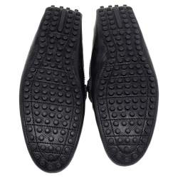 Pre Owned Louis Vuitton Black Damier Embossed Leather Hockenheim Slip On Loafers Size 41.5