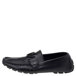 مملوكة مسبقًا Louis Vuitton Black Leather Monte Carlo Slip On Loafers Size 42