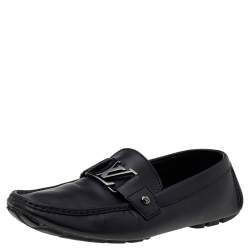 مملوكة مسبقًا Louis Vuitton Black Leather Monte Carlo Slip On Loafers Size 42