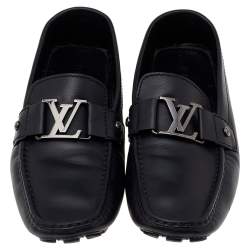 مملوكة مسبقًا Louis Vuitton Black Leather Monte Carlo Slip On Loafers Size 42