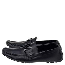 مملوكة مسبقًا Louis Vuitton Black Leather Monte Carlo Slip On Loafers Size 42