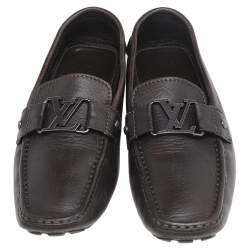 Pre Owned حذاء لوفرز لوي فيتون سليب أون مونت كارلو جلد بني داكن مقاس 41.5