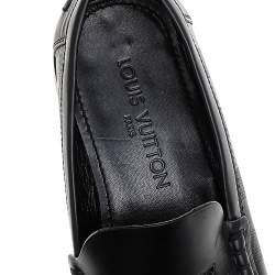 مملوكة مسبقًا Louis Vuitton Black Damier Embossed Leather Outline Penny Slip On Loafers Size 41