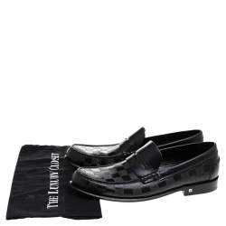 مملوكة مسبقًا Louis Vuitton Black Damier Embossed Leather Outline Penny Slip On Loafers Size 41