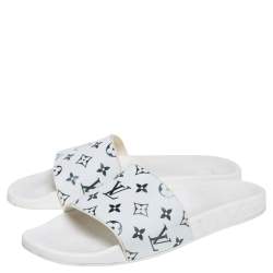 Pre Owned صندل سلايد لوي فيتون واترفرونت مطاط مونوغرامي أبيض مقاس 45
