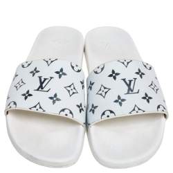 Pre Owned صندل سلايد لوي فيتون واترفرونت مطاط مونوغرامي أبيض مقاس 45