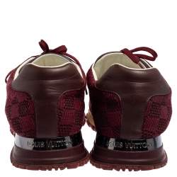 مملوكة مسبقًا حذاء رياضي لوي فيتون راناواي قماش وجلد دامييه عنابي مقاس 44.5