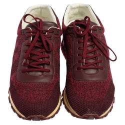 مملوكة مسبقًا حذاء رياضي لوي فيتون راناواي قماش وجلد دامييه عنابي مقاس 44.5