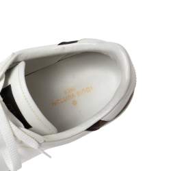 Pre Owned Louis Vuitton White Leather And Monogram Canvas Rivoli Sneakers Size 42