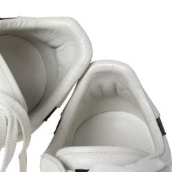 Pre Owned Louis Vuitton White Leather And Monogram Canvas Rivoli Sneakers Size 42