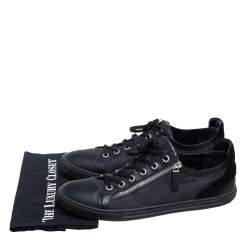 Pre Owned Louis Vuitton Black Damier Print Nylon And Leather 'Aventure' Sneaker Size 45