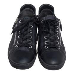 Pre Owned Louis Vuitton Black Damier Print Nylon And Leather 'Aventure' Sneaker Size 45