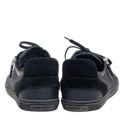 Pre Owned Louis Vuitton Black Damier Print Nylon And Leather 'Aventure' Sneaker Size 45