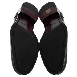 Pre Owned حذاء لوفرز لوي فيتون جلد أسود بالشعار مثقب سليب أون مقاس 40