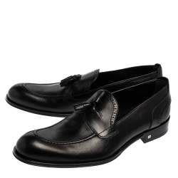 Pre Owned حذاء لوفرز لوي فيتون جلد أسود بالشعار مثقب سليب أون مقاس 40