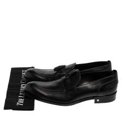 Pre Owned حذاء لوفرز لوي فيتون جلد أسود بالشعار مثقب سليب أون مقاس 40