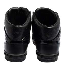 Pre Owned Louis Vuitton Black Monogram Leather And Patent Leather Tower High Top Sneakers Size 44.5