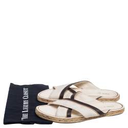 Louis Vuitton Canvas and Leather Logo Cross Strap Flat Sandals Size 41