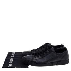 Pre Owned Louis Vuitton Black Monogram Canvas And Leather Low Top Sneakers Size 42.5