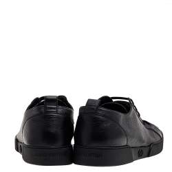 Pre Owned Louis Vuitton Black Monogram Canvas And Leather Low Top Sneakers Size 42.5