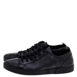 Pre Owned Louis Vuitton Black Monogram Canvas And Leather Low Top Sneakers Size 42.5