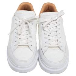 Pre Owned Louis Vuitton White/Brown Leather Beverly Hills Sneakers Size 41