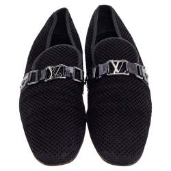 Louis Vuitton Petit Damier Ebene Suede  Monte Carlo Moccasins Size 41.5
