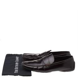 Louis Vuitton Dark Brown Leather Slip On Loafers Size 43