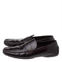 Louis Vuitton Dark Brown Leather Slip On Loafers Size 43