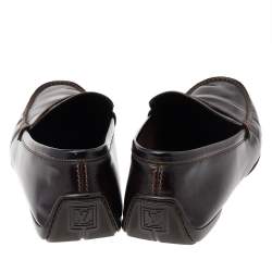 Louis Vuitton Dark Brown Leather Slip On Loafers Size 43