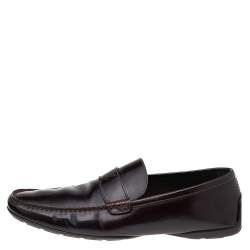 Louis Vuitton Dark Brown Leather Slip On Loafers Size 43