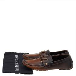 Pre Owned حذاء لوفرز لوي فيتون مونت كارلو جلد بني سليب أون مقاس 41