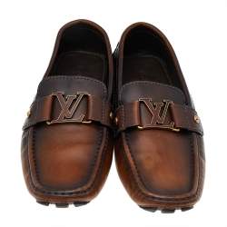 Pre Owned حذاء لوفرز لوي فيتون مونت كارلو جلد بني سليب أون مقاس 41