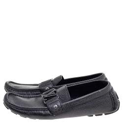 مملوكة مسبقًا Louis Vuitton Black Taiga Leather Monte Carlo Slip on Loafer Size 41
