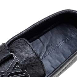 مملوكة مسبقًا Louis Vuitton Black Taiga Leather Monte Carlo Slip on Loafer Size 41