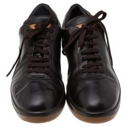 Pre Owned Louis Vuitton Dark Brown Leather Low Top Sneakers Size 44.5