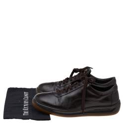 Pre Owned Louis Vuitton Dark Brown Leather Low Top Sneakers Size 44.5