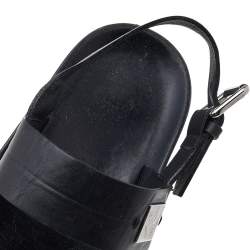 Louis Vuitton Black Leather Flat Sandals Size 43