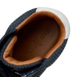 Pre Owned Louis Vuitton Navy Blue Perforated Nubuck Leather Speaker High Top Sneakers Size 40