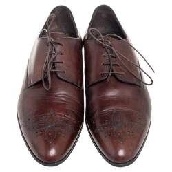 Pre Owned حذاء أكسفورد لوي فيتون أربطة جلد بروغي بني مقاس 42