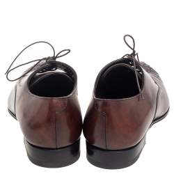 Pre Owned حذاء أكسفورد لوي فيتون أربطة جلد بروغي بني مقاس 42