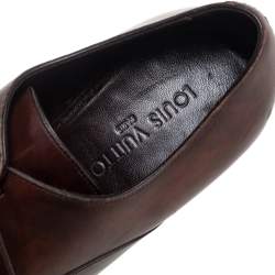 Pre Owned حذاء أكسفورد لوي فيتون أربطة جلد بروغي بني مقاس 42